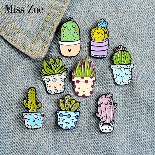 8 Styles Potted Plant Enamel Pins